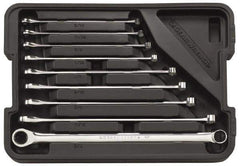 GearWrench - 9 Piece, 5/16" to 3/4", 12 Point Ratcheting Box Wrench Set - Inch Measurement Standard, Full Polish Finish, Comes in Molded Case - Exact Industrial Supply