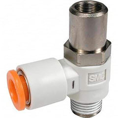 SMC PNEUMATICS - Speed & Flow Control Valves Valve Type: Flow Control Elbow Male Thread Size: 1/8 NPT - Exact Industrial Supply