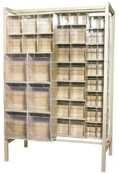 Quantum Storage - 3,000 Lb Capacity, 26" Deep x 48" Wide x 67" High, Steel Pick Rack - 28 Ivory Polystyrene Bins - Exact Industrial Supply