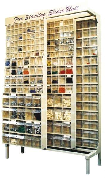 Quantum Storage - 3,000 Lb Capacity, 16" Deep x 48" Wide x 67" High, Steel Pick Rack - 56 Ivory Polystyrene Bins - Exact Industrial Supply