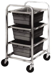 Quantum Storage - 3 Bin Cross Stack Tub Rack - 19 Inch Overall Width x 27 Inch Overall Depth x 41 Inch Overall Height, Gray High Impact Polyethylene Bins - Exact Industrial Supply