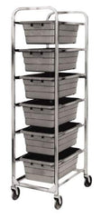 Quantum Storage - 6 Bin Cross Stack Tub Rack - 19 Inch Overall Width x 27 Inch Overall Depth x 71 Inch Overall Height, Gray High Impact Polyethylene Bins - Exact Industrial Supply