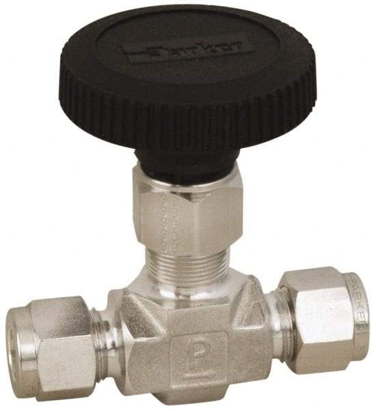 Parker - 5,000 Max psi, 3/8" Pipe, 316 Grade Stainless Steel, Inline Instrumentation Needle Valve - Exact Industrial Supply