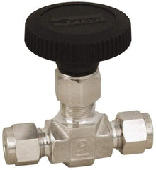 Parker - 5,000 Max psi, 1/8" Pipe, 316 Grade Stainless Steel, Inline Instrumentation Needle Valve - Exact Industrial Supply