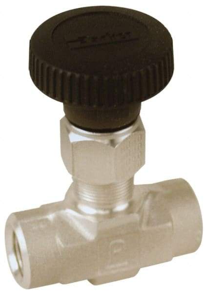 Parker - 5,000 Max psi, 1/8" Pipe, 316 Grade Stainless Steel, Inline Instrumentation Needle Valve - FNPT x FNPT End Connections - Exact Industrial Supply