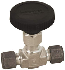 Parker - 5,000 Max psi, 1/8" Pipe, 316 Grade Stainless Steel, Inline Instrumentation Needle Valve - Compression x Compression CPI End Connections - Exact Industrial Supply