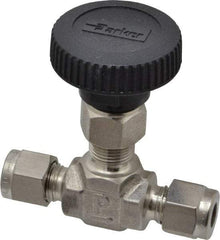 Parker - 5,000 Max psi, 1/4" Pipe, 316 Grade Stainless Steel, Inline Instrumentation Needle Valve - Exact Industrial Supply