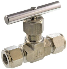 Parker - 5,000 Max psi, 1/2" Pipe, 316 Grade Stainless Steel, Inline Instrumentation Needle Valve - Exact Industrial Supply