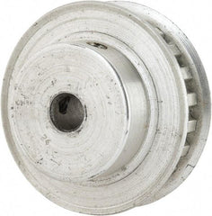 Power Drive - 22 Tooth, 1/4" Inside x 1.381" Outside Diam, Hub & Flange Timing Belt Pulley - 1/4" Belt Width, 1.401" Pitch Diam, 0.438" Face Width, Aluminum - Exact Industrial Supply