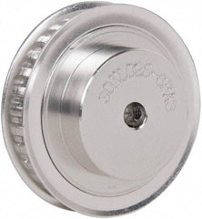 Power Drive - 30 Tooth, 1/4" Inside x 1.89" Outside Diam, Hub & Flange Timing Belt Pulley - 1/4" Belt Width, 1.91" Pitch Diam, 0.438" Face Width, Aluminum - Exact Industrial Supply