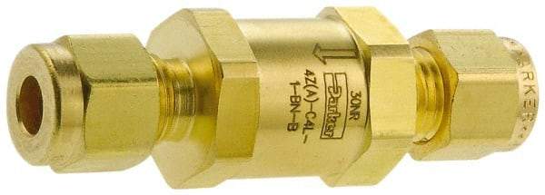 Parker - 1/2" Brass Check Valve - Inline, Comp x Comp, 3,000 WOG - Exact Industrial Supply