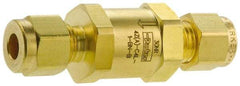 Parker - 1/2" Brass Check Valve - Inline, Comp x Comp, 3,000 WOG - Exact Industrial Supply