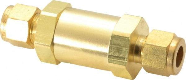 Parker - 3/8" Brass Check Valve - Inline, Comp x Comp, 3,000 WOG - Exact Industrial Supply