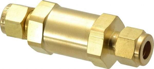 Parker - 3/8" Brass Check Valve - Inline, Comp x Comp, 3,000 WOG - Exact Industrial Supply