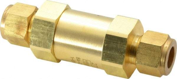 Parker - 1/2" Brass Check Valve - Inline, Comp x Comp, 3,000 WOG - Exact Industrial Supply