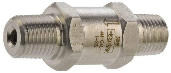 Parker - 1/8" Stainless Steel Check Valve - Inline, MNPT x MNPT, 6,000 WOG - Exact Industrial Supply