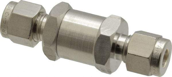 Parker - 1/4" Stainless Steel Check Valve - Inline, Comp x Comp, 6,000 WOG - Exact Industrial Supply