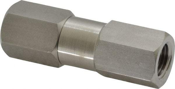 Parker - 1/4" Stainless Steel Check Valve - Inline, FNPT x FNPT, 6,000 WOG - Exact Industrial Supply