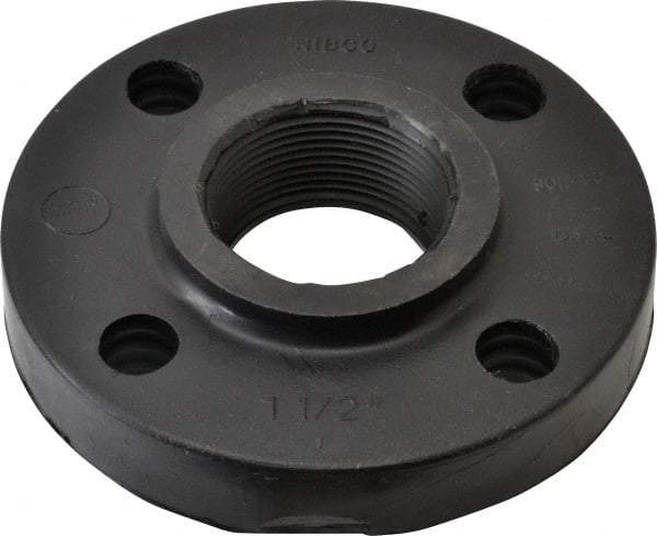 NIBCO - 1-1/2" Pipe, 5" OD, Polypropylene Threaded Pipe Flange - Schedule 80, Black - Exact Industrial Supply