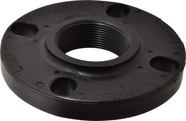NIBCO - 2" Pipe, 6" OD, Polypropylene Threaded Pipe Flange - Schedule 80, Black - Exact Industrial Supply