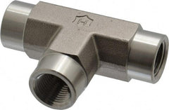 Ham-Let - 3/8" Grade 316 Stainless Steel Pipe Tee - FNPT x FNPT x FNPT End Connections, 5,000 psi - Exact Industrial Supply