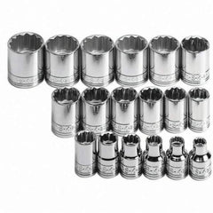 SK - 3/8" Drive Standard Socket Set - 7 to 24mm, Metric Measurement Standard - Exact Industrial Supply