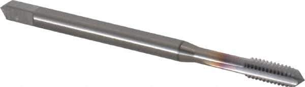 OSG - #8-32 UNC 2B 4 Flute TiCN Finish Solid Carbide Straight Flute Machine Tap - Modified Bottoming, Right Hand Thread, 63mm OAL, 3/4" Thread Length, Oversize - Exact Industrial Supply