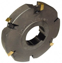 Cutting Tool Technologies - Arbor Hole Connection, 5/16" Cutting Width, 2.03" Depth of Cut, 6" Cutter Diam, 1-1/4" Hole Diam, 7 Tooth Indexable Slotting Cutter - DASC Toolholder, 1215 Insert, Neutral Cutting Direction - Exact Industrial Supply