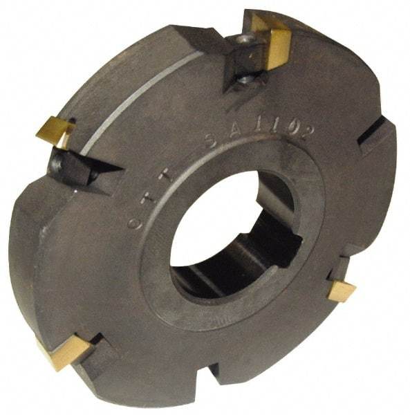 Cutting Tool Technologies - Arbor Hole Connection, 3/8" Cutting Width, 2.03" Depth of Cut, 6" Cutter Diam, 1-1/4" Hole Diam, 7 Tooth Indexable Slotting Cutter - DASC Toolholder, 1312 Insert, Neutral Cutting Direction - Exact Industrial Supply