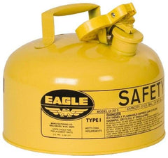 Eagle - 2 Gal Galvanized Steel Type I Safety Can - 9-1/2" High x 11-1/4" Diam, Yellow - Exact Industrial Supply