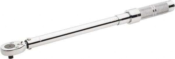 Proto - 3/8" Drive Micrometer Type Ratchet Head Torque Wrench - 34 N/m to 142 N/m Torque, 17" OAL, 0.68 N/m Graduation, Ratchet Head - Exact Industrial Supply