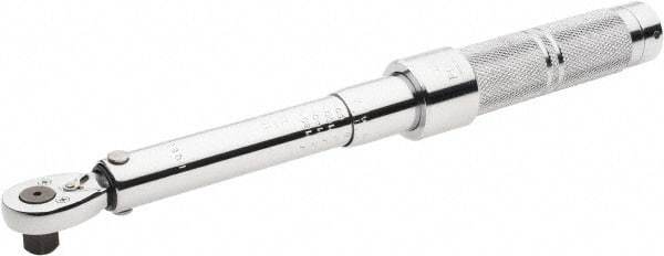 Proto - 3/8" Drive Micrometer Type Ratchet Head Torque Wrench - 40 In/Lb to 200 In/Lb Torque, 11-7/8" OAL, 0.11 N/m Graduation, Ratchet Head - Exact Industrial Supply