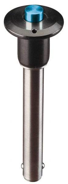 Jergens - 5/8" Diam, 1-1/2" Usable Length, Button Handle, Push Button Quick Release Pin - 3-3/4" Overall Length, Grade 17-4 Stainless Steel, Passivated Finish - Exact Industrial Supply