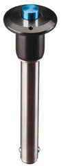 Jergens - 1/4" Diam, 3" Usable Length, Button Handle, Push Button Quick Release Pin - 4-1/4" Overall Length, Grade 17-4 Stainless Steel, Passivated Finish - Exact Industrial Supply