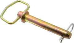 Made in USA - 3/4" Pin Diam, 5" Long, Zinc Plated Steel Pull Ring Hitch Pin - 4-1/4" Usable Length - Exact Industrial Supply
