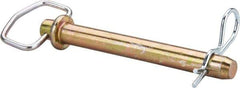 Made in USA - 7/8" Pin Diam, 7-1/2" Long, Zinc Plated Steel Pull Ring Hitch Pin - 6-1/2" Usable Length - Exact Industrial Supply