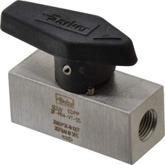 Parker - 1/8" Pipe, 3,000 psi WOG Rating, 316 Stainless Steel, Inline, One Way Instrumentation Plug Valve - Wedge Handle, FNPT x FNPT End Connections, Viton Seal - Exact Industrial Supply