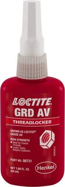 Loctite - 50 mL, Red, High Strength Liquid Threadlocker - 24 hr Full Cure Time - Exact Industrial Supply