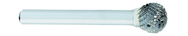 SD-3L6 -- 3/8 x 3/8 LOC x 1/4 Shank x 6 OAL Ball Shape Carbide Medium Tough Cut Burr - Exact Industrial Supply