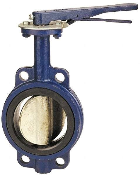 NIBCO - 6" Pipe, Wafer Butterfly Valve - Lever Handle, Cast Iron Body, Buna-N Seat, 200 WOG, Ductile Iron Disc, Stainless Steel Stem - Exact Industrial Supply