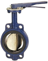 NIBCO - 8" Pipe, Wafer Butterfly Valve - Lever Handle, Cast Iron Body, EPDM Seat, 200 WOG, Aluminum Bronze Disc, Stainless Steel Stem - Exact Industrial Supply