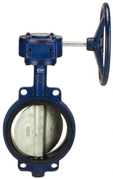 NIBCO - 6" Pipe, Wafer Butterfly Valve - Gear Handle, Cast Iron Body, Buna-N Seat, 200 WOG, Ductile Iron Disc, Stainless Steel Stem - Exact Industrial Supply