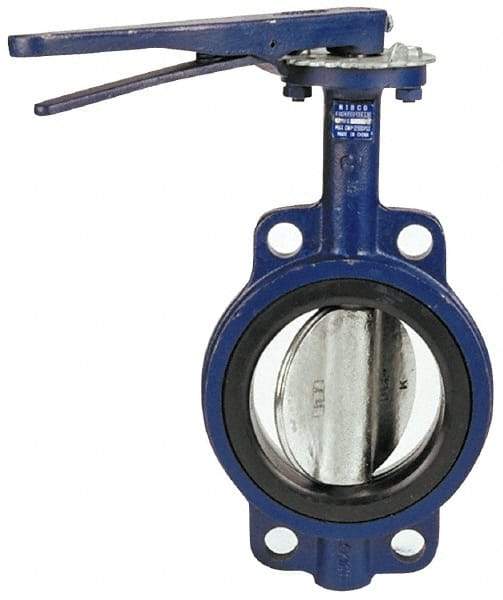 NIBCO - 3" Pipe, Wafer Butterfly Valve - Lever Handle, Cast Iron Body, EPDM Seat, 200 WOG, Ductile Iron Disc, Stainless Steel Stem - Exact Industrial Supply