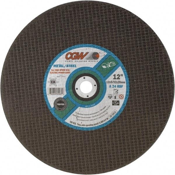 Camel Grinding Wheels - 14" 24 Grit Aluminum Oxide Cutoff Wheel - 5/32" Thick, 1" Arbor, 5,500 Max RPM - Exact Industrial Supply