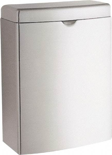 Bobrick - Stainless Steel Feminine Hygiene Product Receptacle - Surface Mount, 10" High x 7-1/2" Wide x 3-13/16" Deep - Exact Industrial Supply