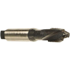 Emuge - #8-32 UNC 3 Flute 2BX Plug Spiral Flute Tap - Cobalt, Oxide Finish, 2-1/8" OAL, Left Hand Flute, Right Hand Thread, Series Rekord C - Exact Industrial Supply