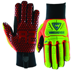 Synthetic Leather Double Palm Reinforced Red Silicone Palm Gloves 2X-Large - Exact Industrial Supply