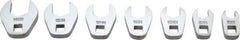 Proto - 7 Piece 1/4" Drive Open End Crowfoot Wrench Set - 7 to 14mm, with Clip Rail - Exact Industrial Supply