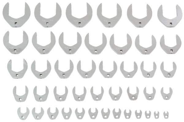 Proto - 43 Piece 3/8" Drive Open End Crowfoot Wrench Set - 3/8 to 3", with Clip Rail - Exact Industrial Supply