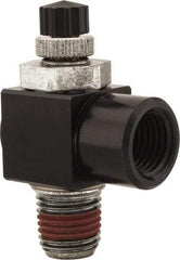 ARO/Ingersoll-Rand - 1/4" Male NPT x 1/4" Female NPT Right Angle Flow Control Valve - 0 to 150 psi & Brass Material - Exact Industrial Supply